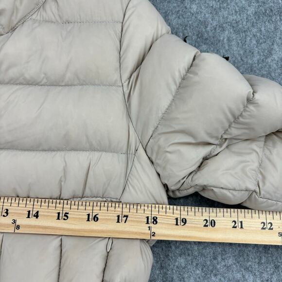 Bomboogie Pure Down Nylon Puffer Jacket Mock Neck Quilted Sand Beige Size 0 - Picture 8 of 14